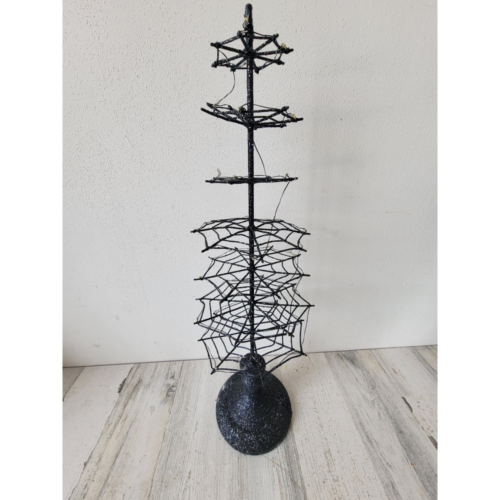 Pier 1 ? spider web black glitter Halloween light up home decor figure